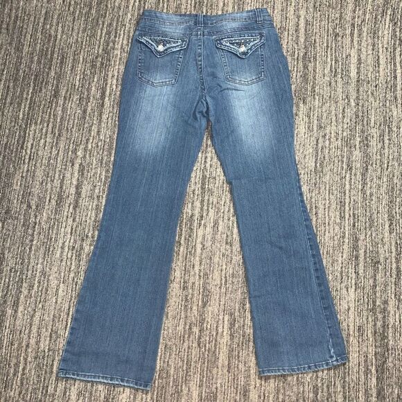 Apartment 9 Women’s Modern Fit Women’s 10 Bootcut‎ Jeans Blue Embellished Studs - Picture 1 of 9